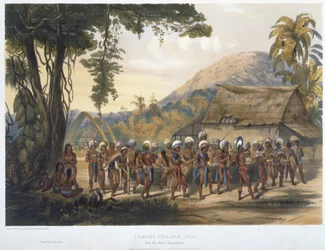 Caribi Dorp Anai, nabij de rivier Rupununi, uit 